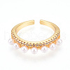 Brass Micro Pave Clear Cubic Zirconia Cuff Rings for Women KK-T074-11G-2