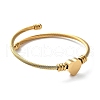 304 Stainless Steel Cuff Bangle with 201 Stainless Steel Heart Beaded BJEW-Z014-01G-3