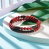 Synthetic Grass Coral & Non-magnetic Hematite Beads Energy Stretch Bracelets Set BJEW-JB07142-01-4
