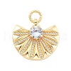 Brass Micro Pave Cubic Zirconia and Glass Pendants KK-L209-088G-1