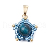 Natural Tiger Eye(Dyed & Heated) & Handmade Glass Seed Beaded Star Pendants PALLOY-MZ00490-01-1