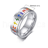 Rainbow Color Pride Flag Rune Words Odin Norse Viking Amulet Enamel Rotating Ring RABO-PW0001-037A-5