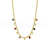 316 Surgical Stainless Steel Pave Colorful Cubic Zirconia Ball Chain Flat Round Tassel Necklaces FS-WGDEC77-01-4