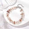 Natural Black Gold Rutilated Quartz Chip Beaded Bracelets for Men Women BJEW-JB11892-2