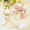 CRASPIRE 2Pcs 2 Styles Cotton & Iron & Alloy Keychain KEYC-CP0001-24C-4