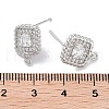 Brass Micro Pave Cubic Zirconia Stud Earring Findings KK-E107-21P-3