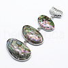 Brass Abalone Shell Oval Big Pendants SSHEL-F0006-05-2