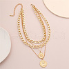 Punk Flat Round with Human Pattern Alloy Multi Layered Necklaces FS-WG0D034-01-2
