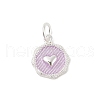 925 Sterling Silver Enamel Flat Round with Heart Charms with Jump Rings and 925 Stamp STER-D288-04S-05-1