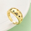 Brass Micro Pave Cubic Zirconia Adjustable Cuff Rings RJEW-V009-08G-1