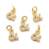 Brass Micro Pave Clear Cubic Zirconia Pendants KK-E015-27G-1