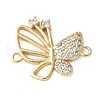 Brass Micro Pave Clear Cubic Zirconia Hollow Butterfly Connector Charms KK-A252-03G-1