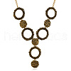 Ring & Flat Round Alloy Pendant Necklace & Dangle Earring Sets FS-WG0C96B-01-3