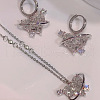 Heart Alloy Glass Pendant Necklace & Hoop Earring FS-WG91246-02-1