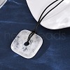 Natural Quartz Crystal Square Pendants Black PU Leather Cord Necklaces NJEW-K285-01A-2