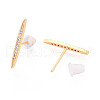 Brass Micro Pave Clear Cubic Zirconia Stud Earrings EJEW-T047-37G-2