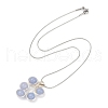 Leaf Copper Wire Wrapped Natural Aquamarine Beaded Pendant Necklaces NJEW-JN05218-04-4
