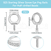 Beebeecraft 10Pcs 925 Sterling Silver Screw Eye Peg Bails STER-BBC0006-91-2