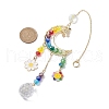 Glass Beads Wire Wrapped Brass Moon Hanging Ornaments HJEW-TA00212-3