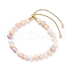 Mother's Day Jewellery Natural Pearl Beaded Slider Bracelet for Women BJEW-JB08330-02-1