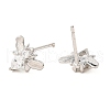 Bees Brass Micro Pave Cubic Zirconia Stud Earrings EJEW-L270-27P-2