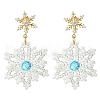 Christmas Snowflake Glass Seed Braided Dangle Earrings EJEW-MZ00233-05-1