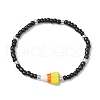 3Pcs 3 Styles Halloween Skull & Candy Corn Acrylic and Synthetic Magnesite Bracelet Sets BJEW-JB10525-3
