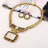 Alloy Rectangle Pendant Necklace & Flat Round Dangle Earring Sets FS-WG0E2DC-02-1