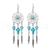 Cross Synthetic Turquoise Dangle Earrings EJEW-JE06330-01-2