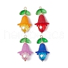 Spray Painted Transparent Glass Beads with Electroplate Non-magnetic Synthetic Hematite Beads and Transparent Acrylic Beads and 304 Stainless Steel Ball Head Pins Pendants PALLOY-JF03632-1