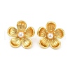 Brass ABS Plastic Imitation Pearl Flower Stud Earrings EJEW-S258-05G-3