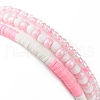 3Pcs 3 Styel Glass Seed & Polymer Clay Beaded Stretch Bracelets Set BJEW-JB08854-02-6