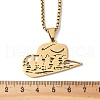 304 Stainless Steel Hollow Cut Cowboy Hat Pendant Necklaces NJEW-H065-30G-3