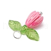 Opaque Resin Flower Rose Beads Pendants PALLOY-JF03592-5