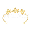 Alloy Flower with Imitation Pearl Beaded Open Cuff Bangle for Women BJEW-D054-02G-03-2