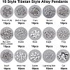 SUPERFINDINGS 150Pcs 15 Style Tibetan Style Alloy Pendants for Teachers' Day TIBE-FH0001-14-3