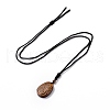 Adjustable Natural Tiger Eye Teardrop with Spiral Pendant Necklace with Nylon Cord for Women NJEW-L171-04A-2