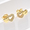 Valentine's Day Heart Brass Micro Pave Clear Cubic Zirconia Stud Earrings EJEW-D305-22G-03-5