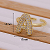 Brass Micro Pave Clear Cubic Zirconia Initial Cuff Rings FS-WGB210B-02-2