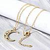 Brass Micro Pave Clear Cubic Zirconia Moon Pendant Necklaces for Women NJEW-D311-02B-G-3
