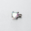 Stainless Steel Cubic Zirconia Heart Dermal Anchor Base/Top for Women Men WGF2D58-08-1