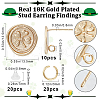Beebeecraft 10Pcs Flat Round with Clover Brass Stud Earring Findings DIY-BBC0001-36-2