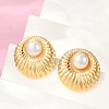 304 Stainless Steel ABS Plastic Pearl Stud Earrings for Women EJEW-U046-09G-2