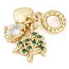 Rack Plating Brass Clear & Green Cubic Zirconia European Dangle Charms KK-P287-24G-2