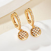 Chic Grid Brass Clear Cubic Zirconia Flat Round Hoop Earrings ZR6558-1-1