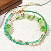 Fashionable Green Natural Stone Chip Beaded Necklaces for Women FC1774-3