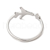 304 Stainless Steel Star & Airplane Open Cuff Ring for Women X-RJEW-M149-12P-2