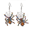 Halloween Braided Glass Seed Beads & 201 Stainless Steel Dangle Earrings EJEW-MZ00158-1
