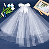 Bowknot Polyester Long Mesh Tulle Bridal Veils OHAR-WH20005-06-4
