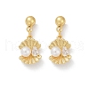 Shell Shape Brass Micro Pave Clear Cubic Zirconia Dangle Stud Earrings EJEW-F895-13G-4